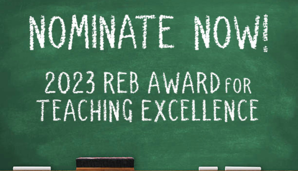 Nominate Now! 2023 REB Award for Teaching Excellence